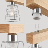 FORCOSO Drevené závesné svietidlo nad jedálenský stôl, 3-ramenný moderný kovový stropný luster do jedálne, spálne, obývačky a kuchyne, max. 60 W, chróm 3