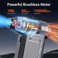 Elektrický vyfukovač prachu FORETOO 150 000 ot./min, bezuhlíkový motor, bez nabíjačky, s SOS LED svetlom, nastaviteľný, na počítač, pre domáce zvieratá a do auta 2