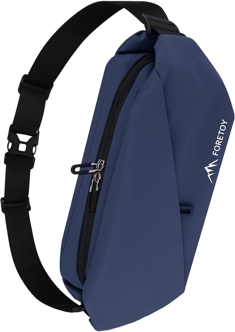 FORETOY Unisex Övtáska Kulacstartóval - Vízálló Crossbody Táska Futáshoz, Túrázáshoz, Kerékpározáshoz, Nagy Kapacitású Válltáska, Sötétkék