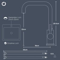 Baterie de bucătărie FORIOUS, pivotantă la 360°, formă L, monocomandă, pentru chiuvetă, cu o singură gaură, pentru bucătărie de familie și rulotă, crom lustruit 6