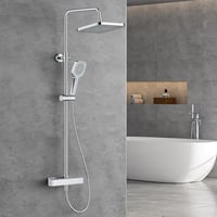 FORIOUS Termosztátos Zuhanysystem Rozsdamentes Acélból, 25cm Esőzuhany, Magasságállítható Sín, 3 Sugaras Kézizuhany 1