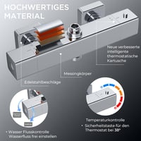 FORIOUS Termosztátos Zuhanysystem Rozsdamentes Acélból, 25cm Esőzuhany, Magasságállítható Sín, 3 Sugaras Kézizuhany 3
