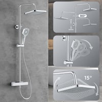 FORIOUS Termosztátos Zuhanysystem Rozsdamentes Acélból, 25cm Esőzuhany, Magasságállítható Sín, 3 Sugaras Kézizuhany 4