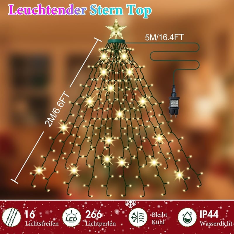 Forlivese 266 LED RGB okos karácsonyfa lámpa app vezérléssel, időzítővel és zenei szinkronizációval