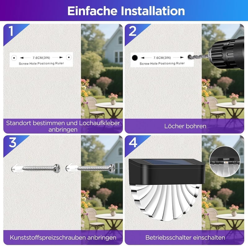 Forlivese napelemes kerti fali lámpa 6 darab RGB meleg fehér IP65 vízálló