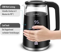 ForMe Üveg Vízforraló 1,7L - Digitális LED Kijelző, 40-100°C Hőmérséklet Szabályozás, Melegen Tartó Funkcióval, Rozsdamentes Acél Teafőző, B 6