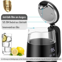 ForMe Üveg Vízforraló 1,7L - Digitális LED Kijelző, 40-100°C Hőmérséklet Szabályozás, Melegen Tartó Funkcióval, Rozsdamentes Acél Teafőző, B 5