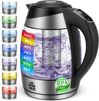ForMe Üveg Vízforraló 1.8L Hőmérséklet Kijelzés LED 60-100°C Fekete 1