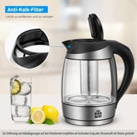 ForMe Üveg Vízforraló 1.8L Hőmérséklet Kijelzés LED 60-100°C Fekete 6