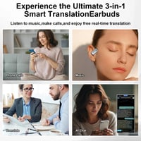 Căști cu traducător AI FormiPow, traducător 3 în 1 pentru 144 de limbi cu ecran tactil LCD, căști cu design open-ear, traducere în timp real pentru călătorii, studiu și sport, gri 6