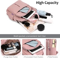 FORRICA Női Hátizsák USB Töltőporttal Vízálló Iskolai Nylon Daypack Rózsaszín 5