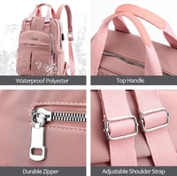 FORRICA Női Hátizsák USB Töltőporttal Vízálló Iskolai Nylon Daypack Rózsaszín 3