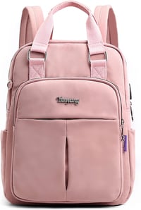 FORRICA Női Hátizsák USB Töltőporttal Vízálló Iskolai Nylon Daypack Rózsaszín 1
