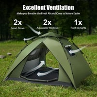 FORRINX Automata Sátor 4 Személyes - Vízálló Családi Kemping Sátor 230x230x150cm, UV Védelemmel, 30mp Felállítás, 4 Évszakos Használat, Dupl 6