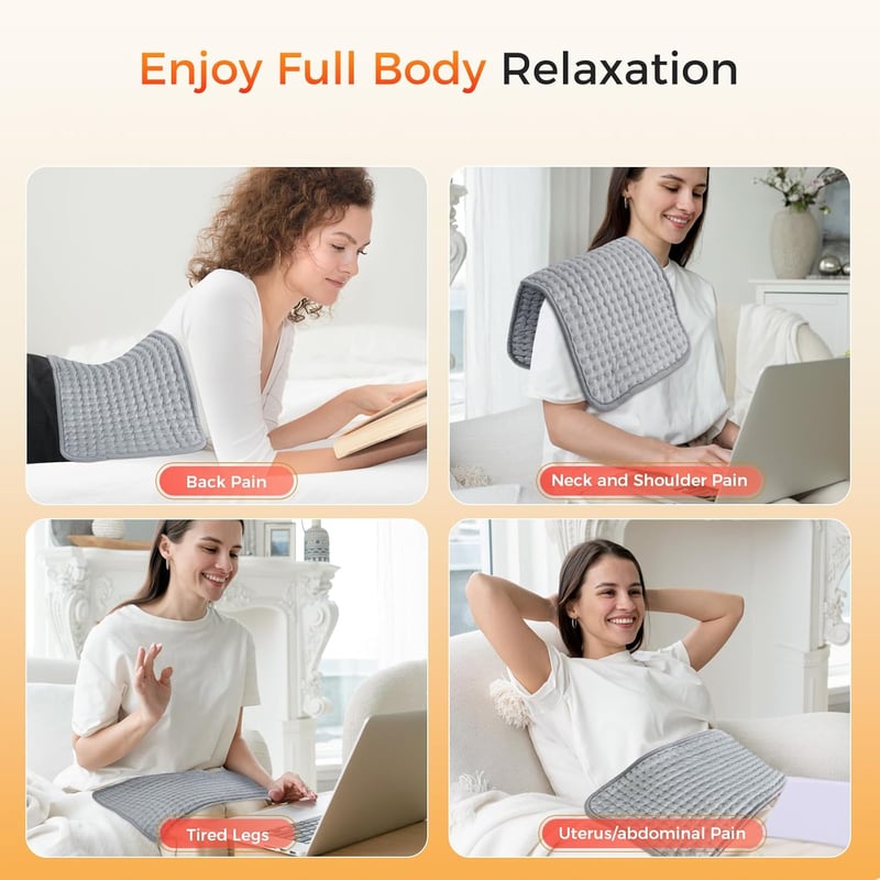 FORRINX Elektromos Melegítőpárna 30x60 cm - 9 Hőfokozat, Automatikus Kikapcsolás, Hát, Nyak, Váll és Has Fájdalomcsillapítására