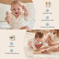 Fortella Go Grow Box 8 az 1-ben Fa Montessori Játék Kocka 1-3 Éveseknek, Motorikus Fejlesztő Készségfejlesztő Játék Bézs - 0-6 Monate 5
