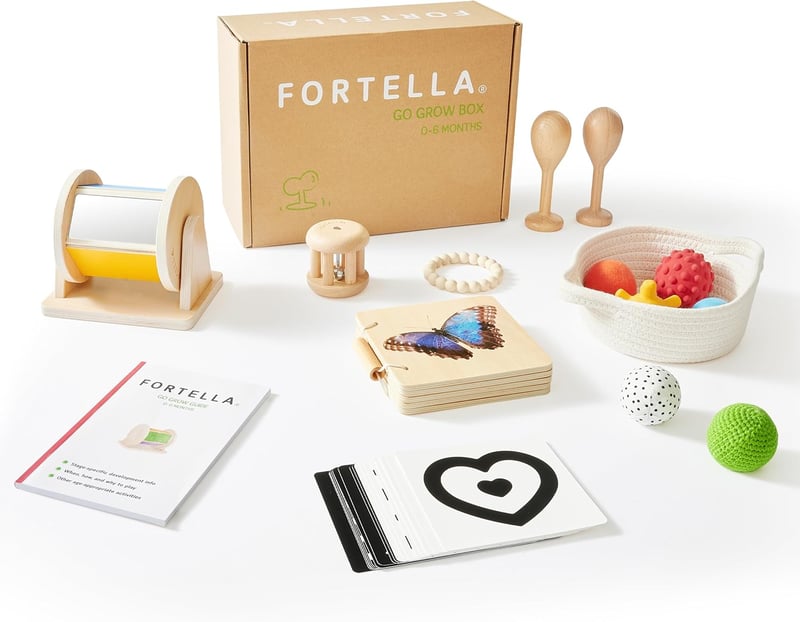 Fortella Go Grow Box 8 az 1-ben Fa Montessori Játék Kocka 1-3 Éveseknek, Motorikus Fejlesztő Készségfejlesztő Játék Bézs - 0-6 Monate