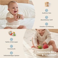 Fortella Go Grow Box 8 az 1-ben Fa Montessori Játék Kocka 1-3 Éveseknek, Motorikus Fejlesztő Készségfejlesztő Játék Bézs - 0-6 Monate 4