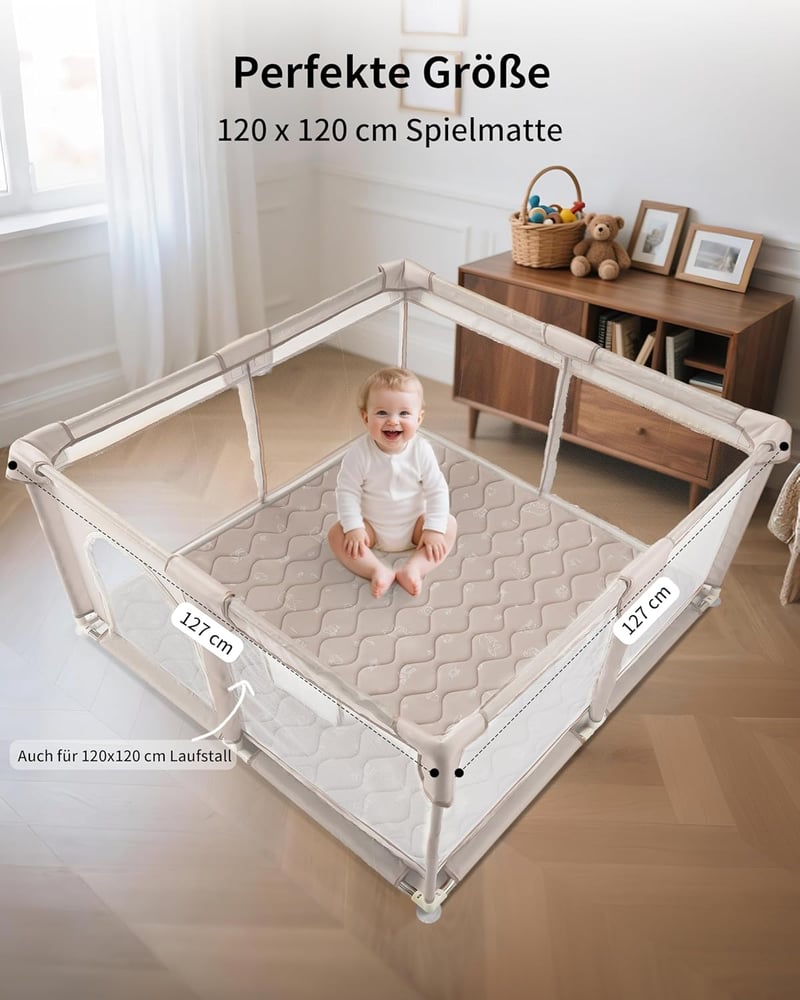 Fortella Összehajtható Játszószőnyeg 120x120 cm, Vastag Csúszásmentes Baba Crawling Mat Szivacsos