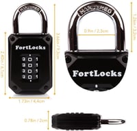 FortLocks 2 darabos edzőterem lakat - 4 számjegyű, rozsdamentes acél, időjárásálló kombinációs lakat 2