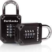 FortLocks 2 darabos edzőterem lakat - 4 számjegyű, rozsdamentes acél, időjárásálló kombinációs lakat 1
