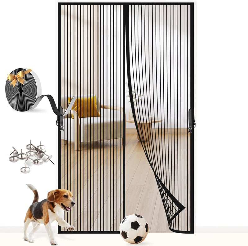 FORTRY Mágneses Szúnyogháló Ajtóra 100x210cm Ragasztós Telepítés Nélkül Fúrás