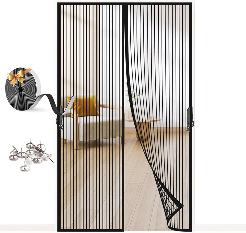 FORTRY Mágneses Szúnyogháló Erkélyajtóra 80x200cm Öntapadós Fekete
