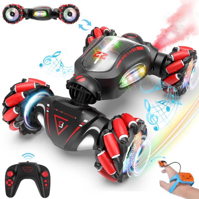Fosgoit diaľkovo ovládané auto pre chlapcov od 6 do 12 rokov, RC driftovacie auto s funkciou striekania, LED svetlami, 2.4 GHz pohonom 4WD, ovládaním gestami, na Vianoce