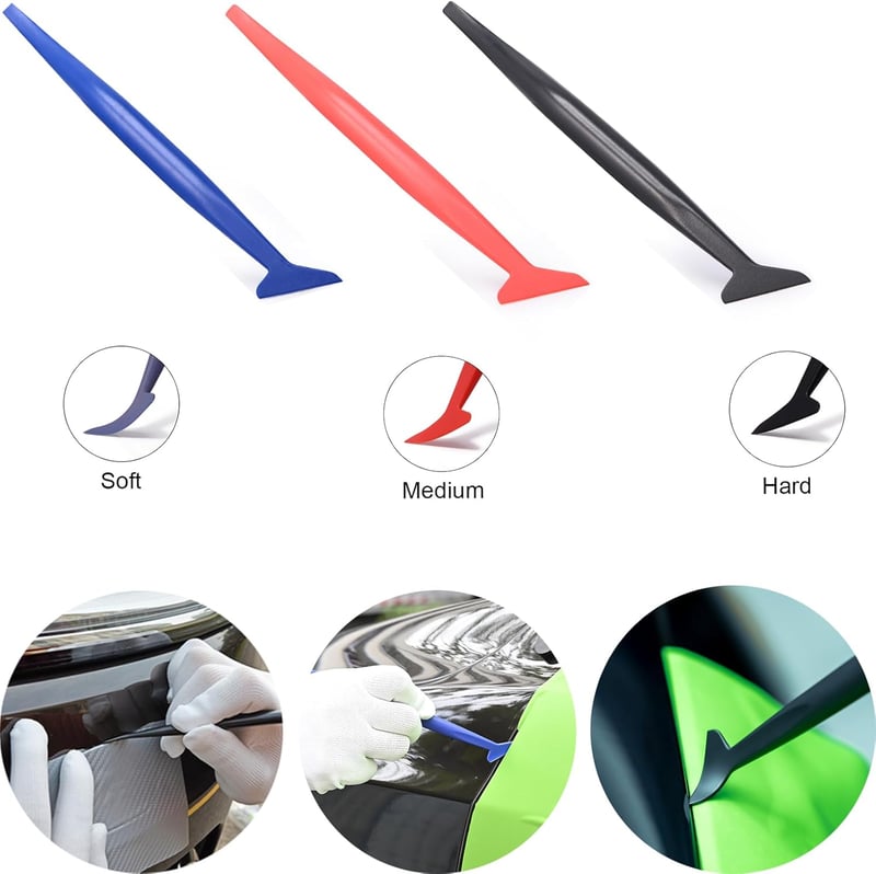 FOSHIO Autófilm Szerelő Készlet Csíkozóval, Kaparóval és Knifeless Tape-pel