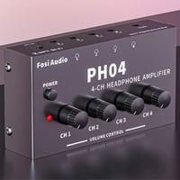 Amplificator pentru căști stereo Fosi Audio PH04 cu 4 canale, din metal, distribuitor portabil pentru căști cu adaptor 12V 1,5A pentru studio și scenă 8