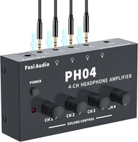 Amplificator pentru căști stereo Fosi Audio PH04 cu 4 canale, din metal, distribuitor portabil pentru căști cu adaptor 12V 1,5A pentru studio și scenă 1