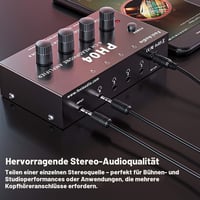 Amplificator pentru căști stereo Fosi Audio PH04 cu 4 canale, din metal, distribuitor portabil pentru căști cu adaptor 12V 1,5A pentru studio și scenă 5