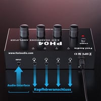Amplificator pentru căști stereo Fosi Audio PH04 cu 4 canale, din metal, distribuitor portabil pentru căști cu adaptor 12V 1,5A pentru studio și scenă 2