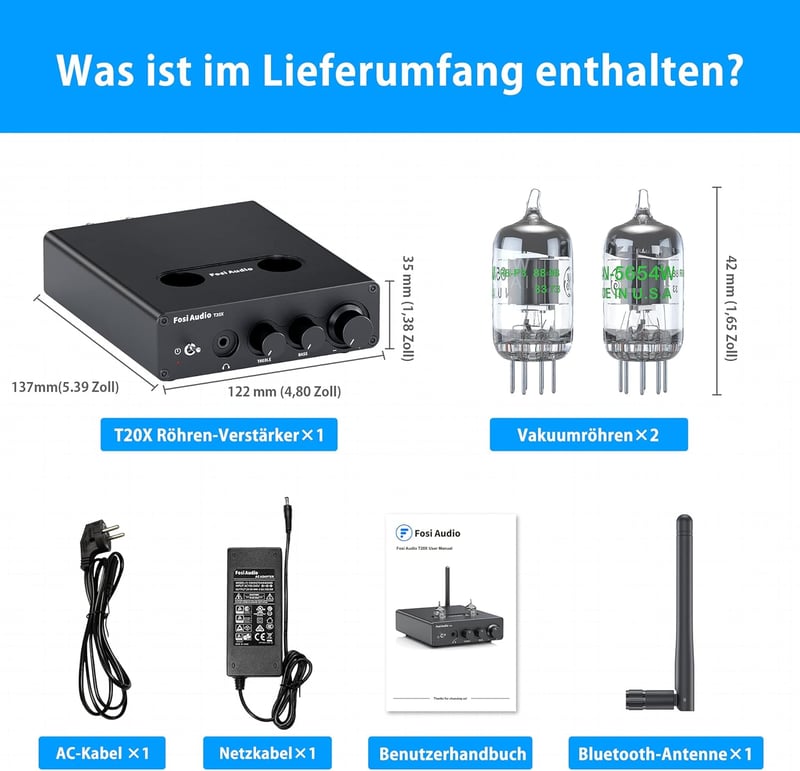 Fosi Audio T20X 200W Bluetooth 5.0 Csöves Erősítő Stereo Vevő