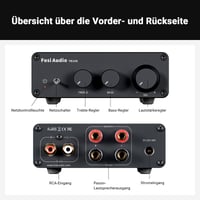 Fosi Audio TB10D 600W TPA3255 Mini HiFi stereo zosilňovač triedy D, 2-kanálový digitálny audio prijímač pre pasívne reproduktory s ovládaním výšok a basov 8