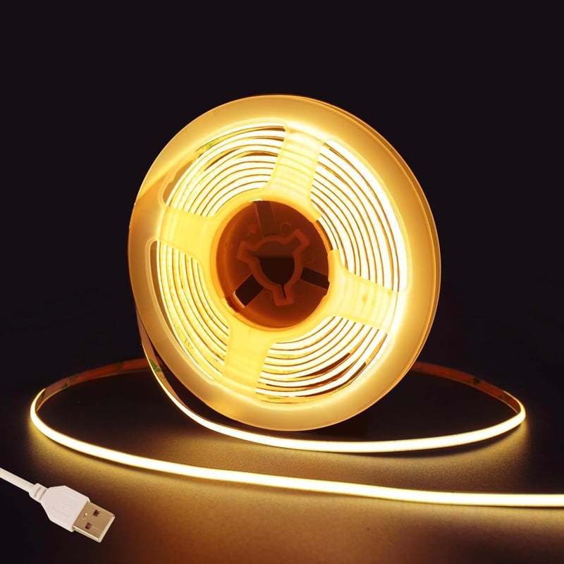 Fosingut COB LED Szalag 3m USB Melegfehér 3000K 480 LED/m Öntapadós Világítás Konyha TV Háttérvilágítás Tükör PC Hálószoba