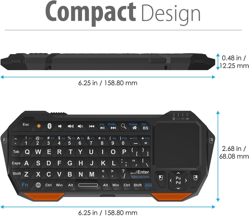 Fosmon Hordozható Bluetooth Billentyűzet Touchpad-dal iOS Android Windows PS4 Tablethez
