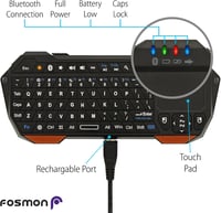 Fosmon Hordozható Bluetooth Billentyűzet Touchpad-dal iOS Android Windows PS4 Tablethez 3