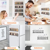 Raft pentru condimente FOTINOR, montabil pe perete, 4 niveluri, autoadeziv, fără găurire, organizator pentru dulapul de bucătărie 6