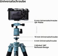 Fotopro 151 cm szénszálas utazó kamera állvány, 360° gömbfej, 0,94 kg, 10 kg terhelhetőség 7