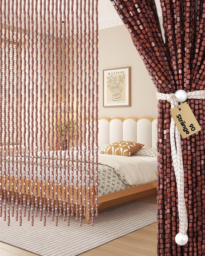 FoundGo Fa Gyöngy Függöny 90x200cm 90 Szál Rovarháló Ajtó Függöny