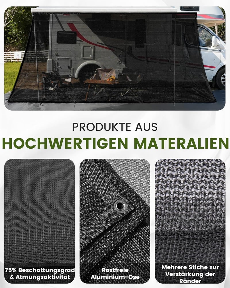 FoundGo napvédő előtető lakóautóhoz 200x370cm HDPE erős szövet