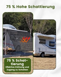 FoundGo napvédő előtető lakóautóhoz 200x370cm HDPE erős szövet 3