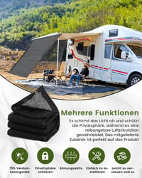FoundGo napvédő előtető lakóautóhoz 200x370cm HDPE erős szövet 4