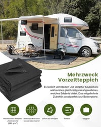 FoundGo Sátor Szőnyeg Acél Szemekkel 280g/m² HDPE Kempingszőnyeg Hordtáskával - 2.5 x 4.5 m, charcoal 2