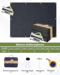 FoundGo Sátor Szőnyeg Acél Szemekkel 280g/m² HDPE Kempingszőnyeg Hordtáskával - 2.5 x 4.5 m, charcoal 3