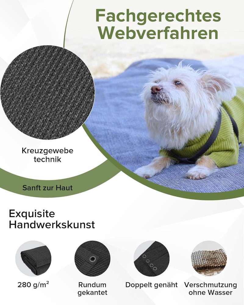 FoundGo Sátor Szőnyeg Acél Szemekkel 280g/m² HDPE Kempingszőnyeg Hordtáskával - 2.5 x 4.5 m, charcoal