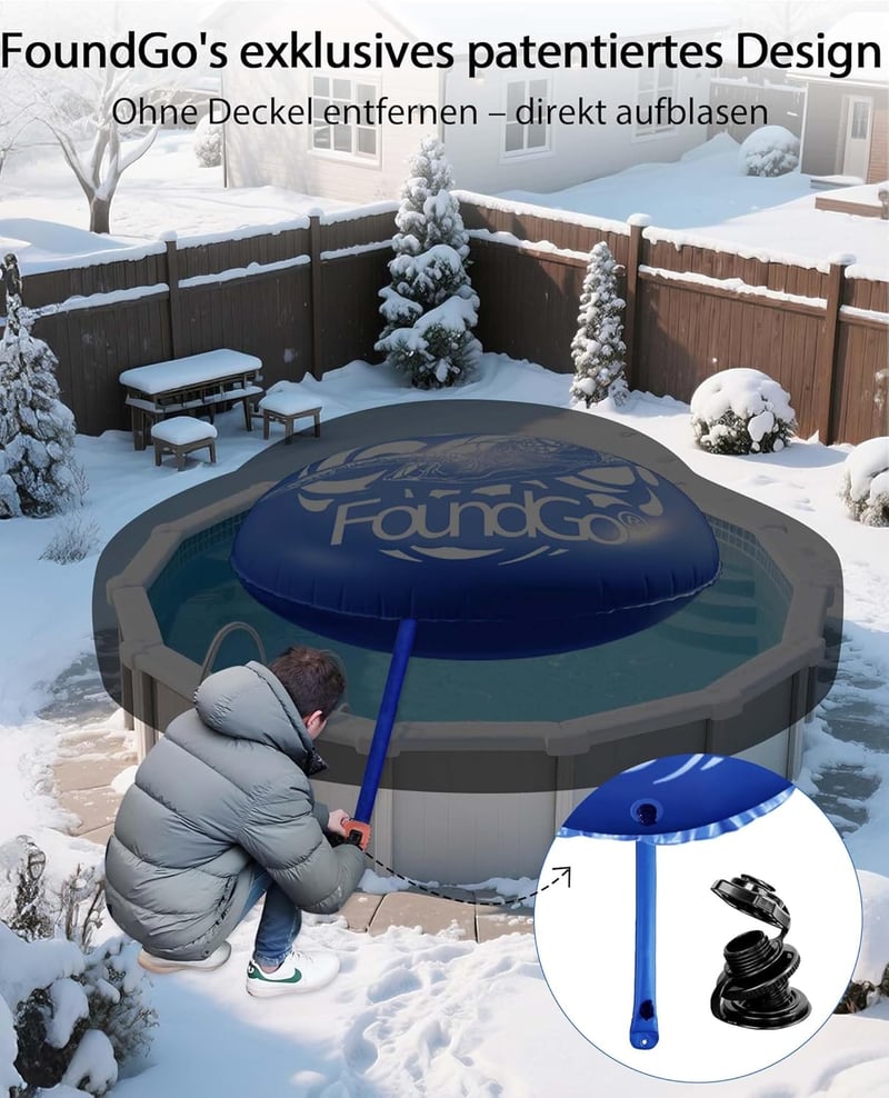 FoundGo XXL 3m Téli Medence Takaró Felfújható Légpárna 0.4mm Kék Szivattyúval