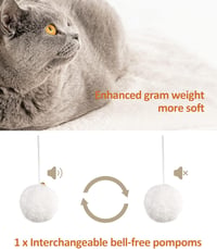 FourFurPets Greige turn pentru pisici din lemn, 68 cm înălțime, 6 stâlpi de zgâriat din sisal de 30 cm, platformă 56x40 cm, pernă detașabilă, pom-pom, ușor de curățat 5
