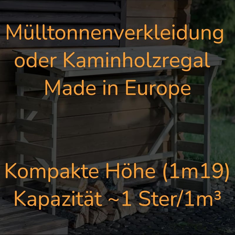 FournierWerk Kültéri Tűzifa Tároló Polc - Európai FSC Minősített Fából, Barna, Impregnált, Rozsdaálló, 1 Űrméter Kapacitás, 168x119x52 cm